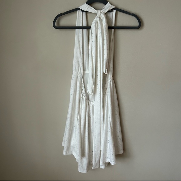 NWOT SHEIN White Plunge V-Neck Eyelet Sleeveless Mini Dress Women’s Size Small - Picture 7 of 9